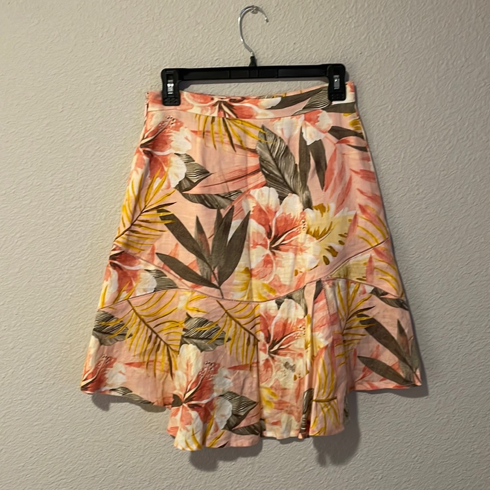 Floral Joie Linen Skirt; Size 2